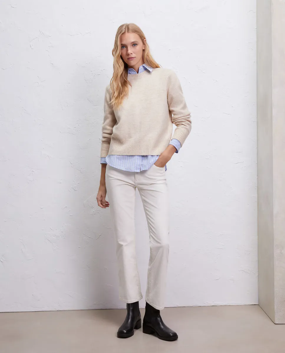 

Укороченные вельветовые брюки с расклешенными краями Easy Wear, цвет Blanco Roto
