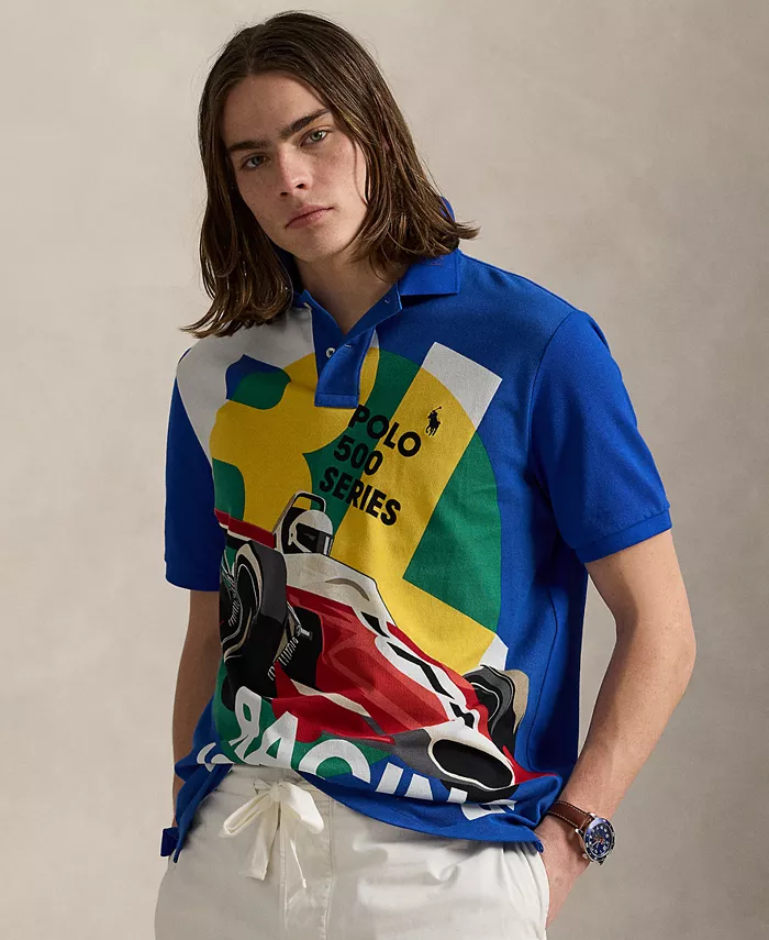 

Мужская классическая поло с сетчатыми вставками и принтом Polo Ralph Lauren, мультиколор