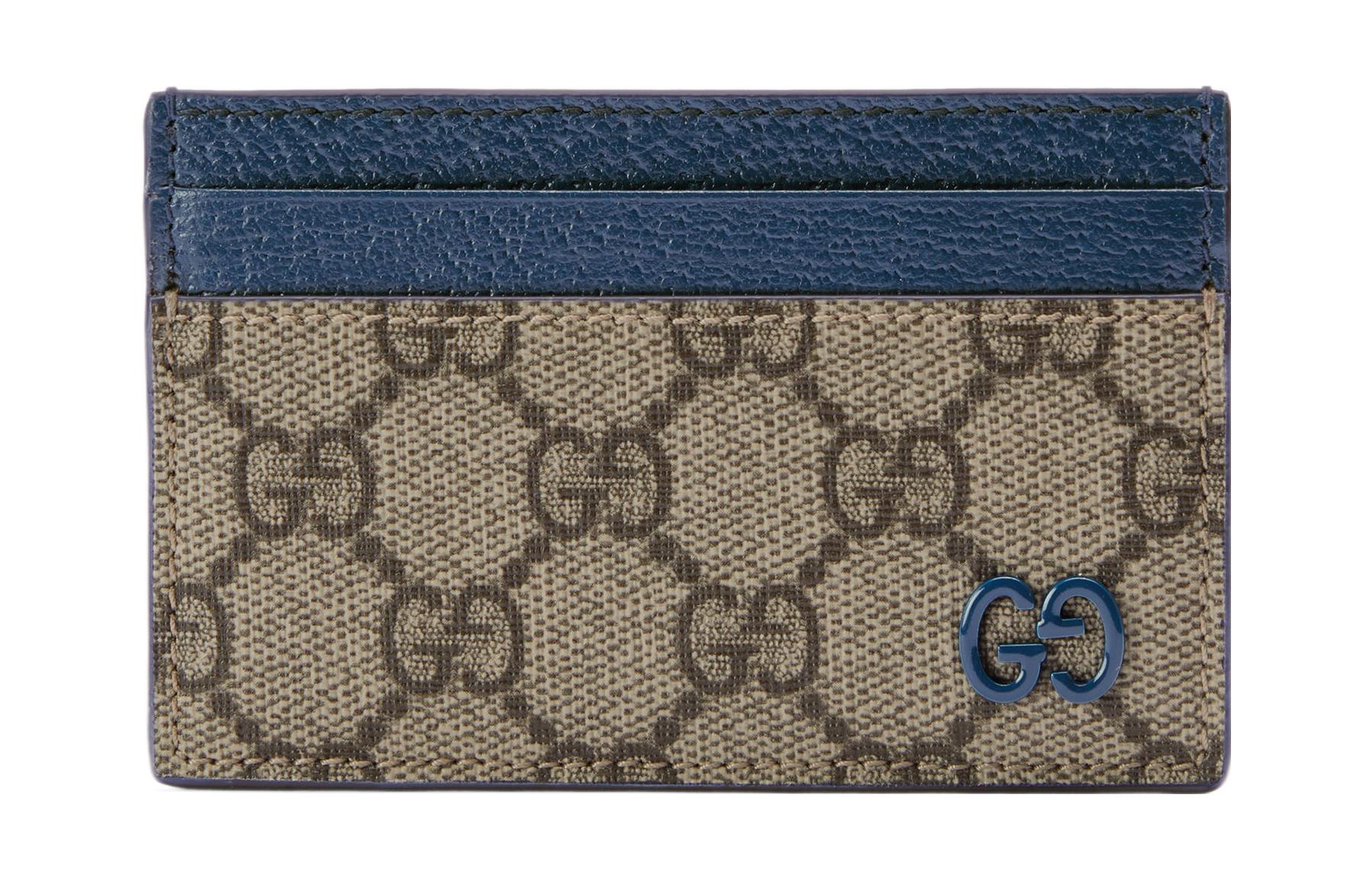

GUCCI Версаче картхолдер из холста GG Supreme с кожаными вставками мужской сине-коричневый