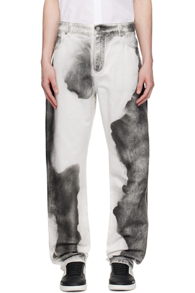 

Белые джинсы Regular-Fit с принтом Moon Balmain