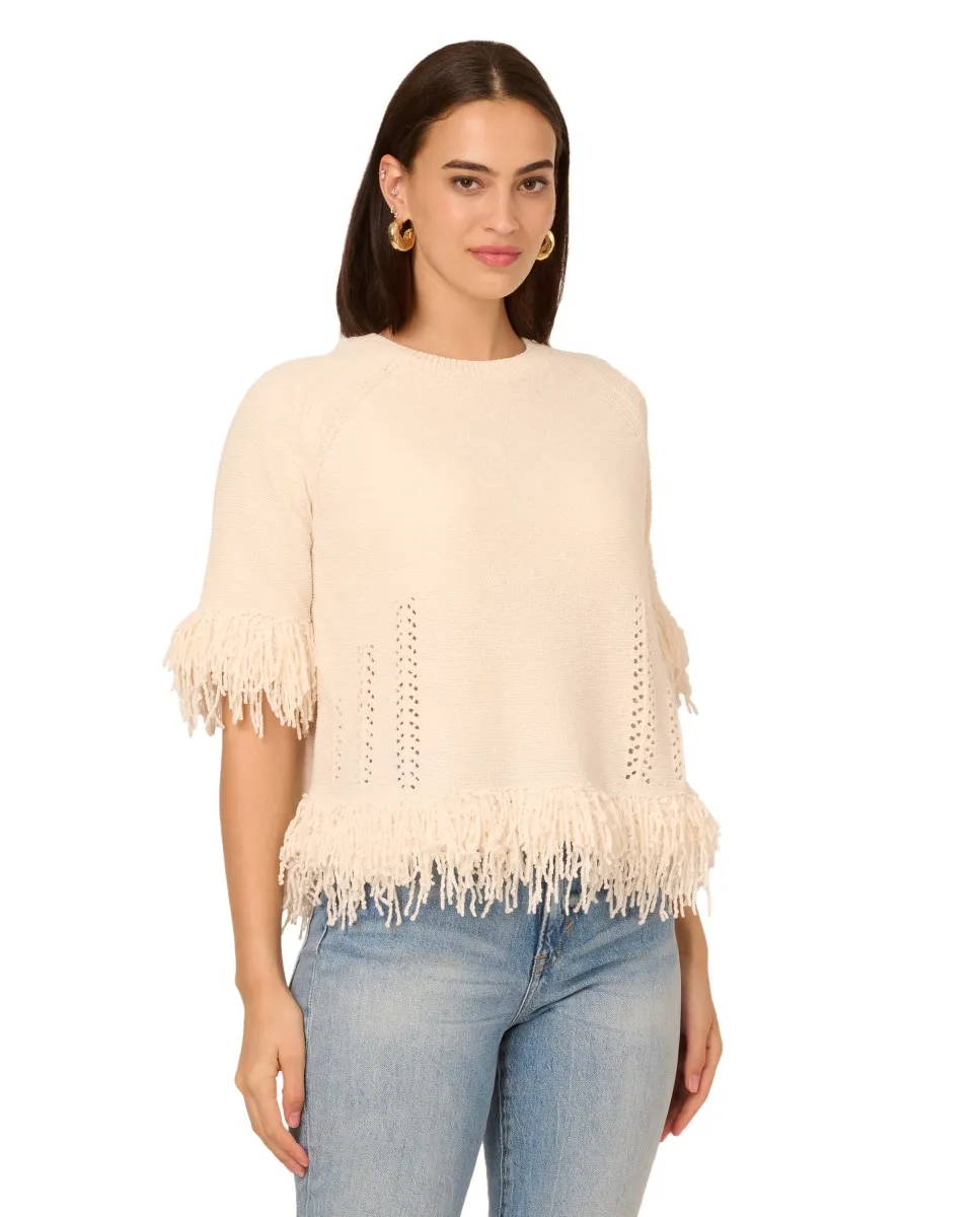 

Футболка с короткими рукавами и бахромой Adrianna Papell, белый