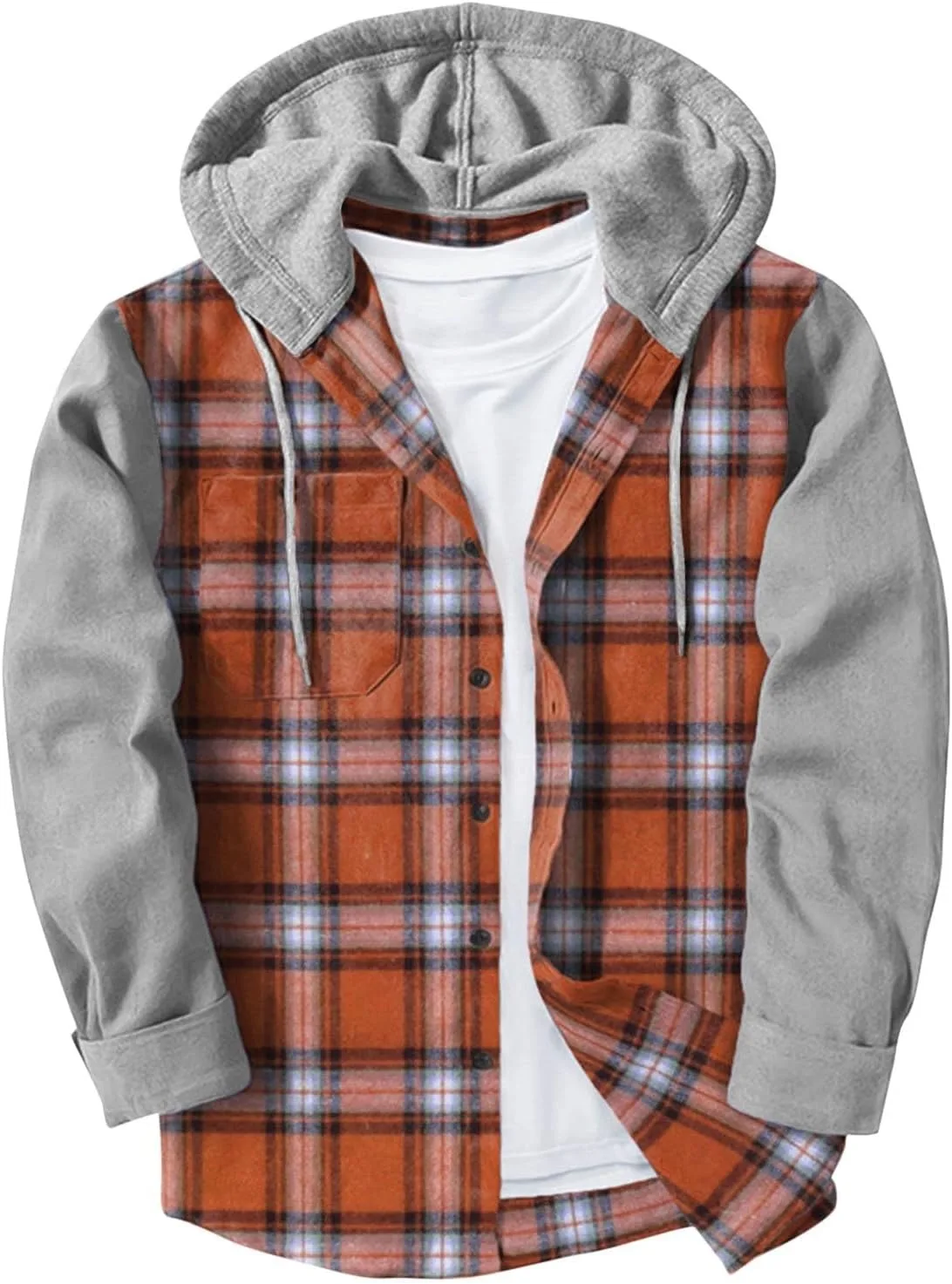 

Мужская худи-рубашка Cambkatl с цветными блоками и клетчатым принтом