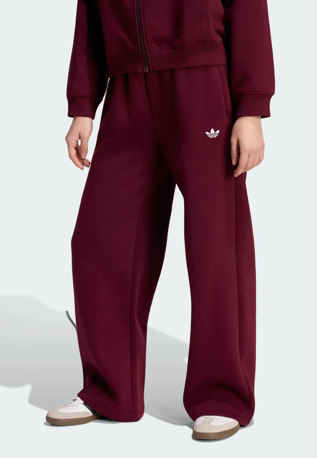 Брюки Adidas Originals с широкими штанинами и логотипом Trefoil бордового цвета — фото 2