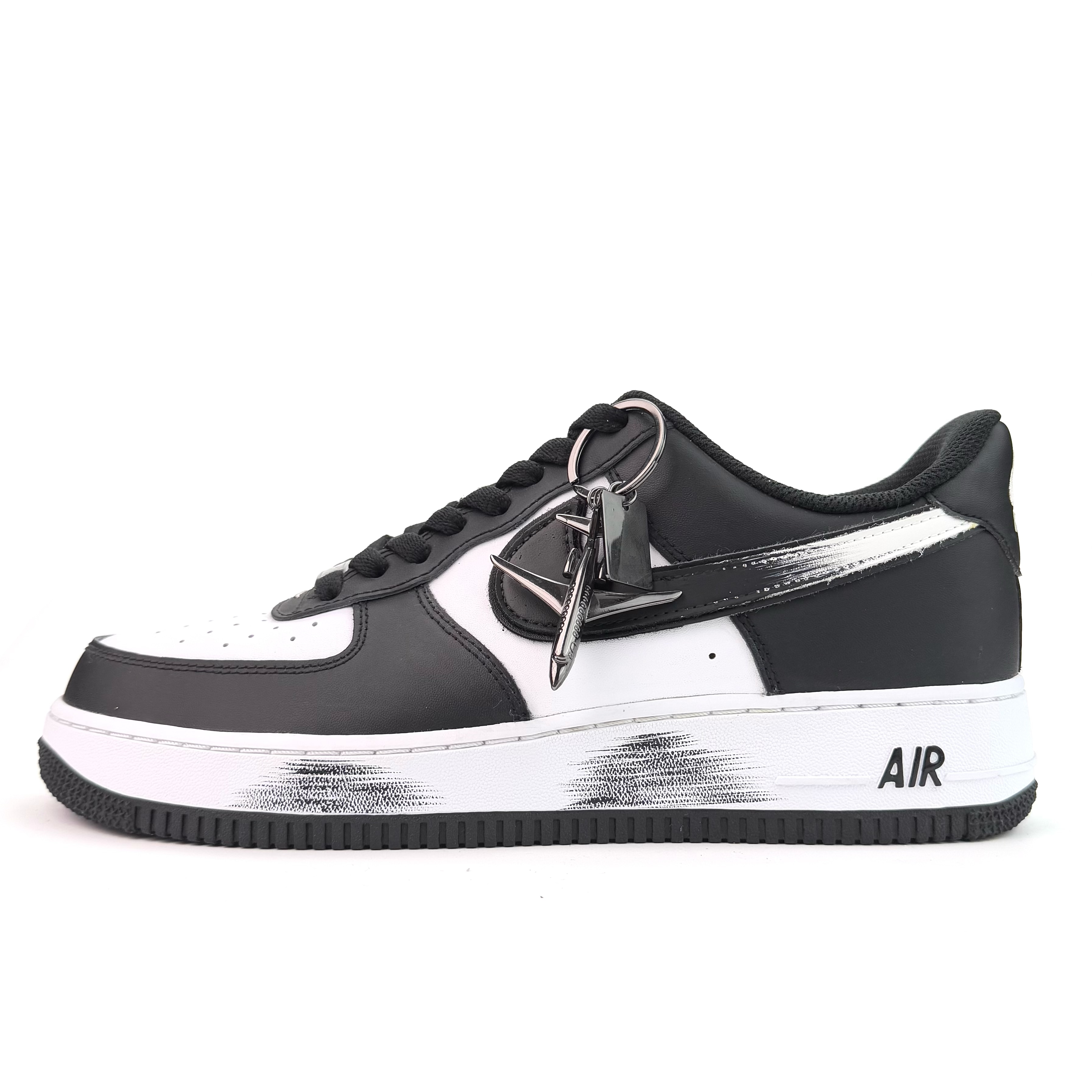 Nike Кроссовки Air Force 1 Ink Shadow White Edge с амортизацией, износостойкие, низкие, унисекс, для скейтбординга, черно-белые