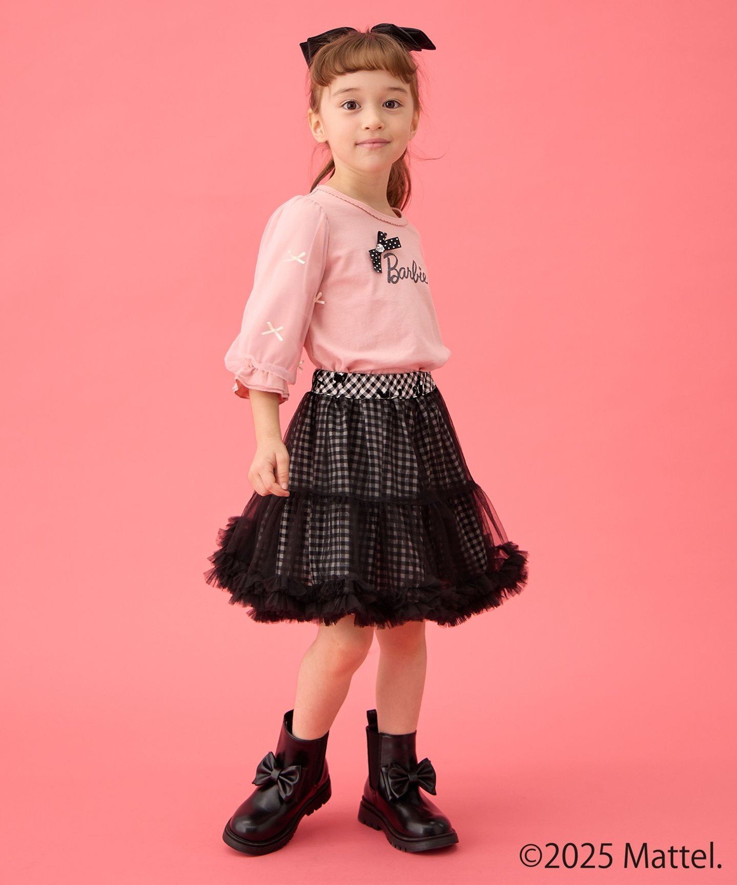 Футболка с рукавом 3/4 и лентой [Barbie] ANY KIDS, Pink [012]