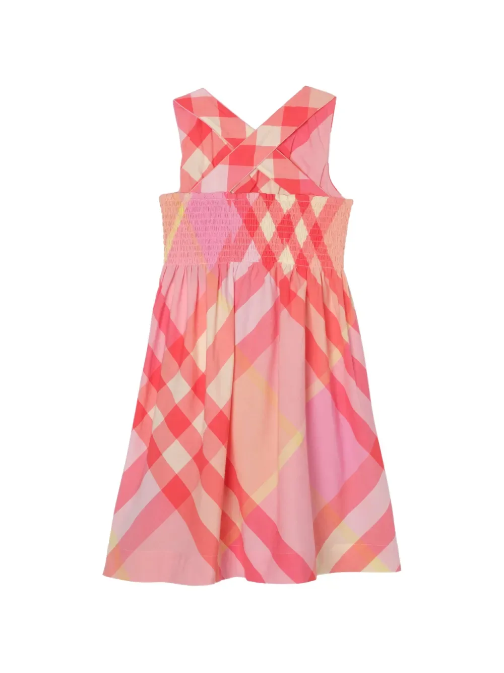 Платье в клетку из хлопка BURBERRY KIDS, розовый — фото 2