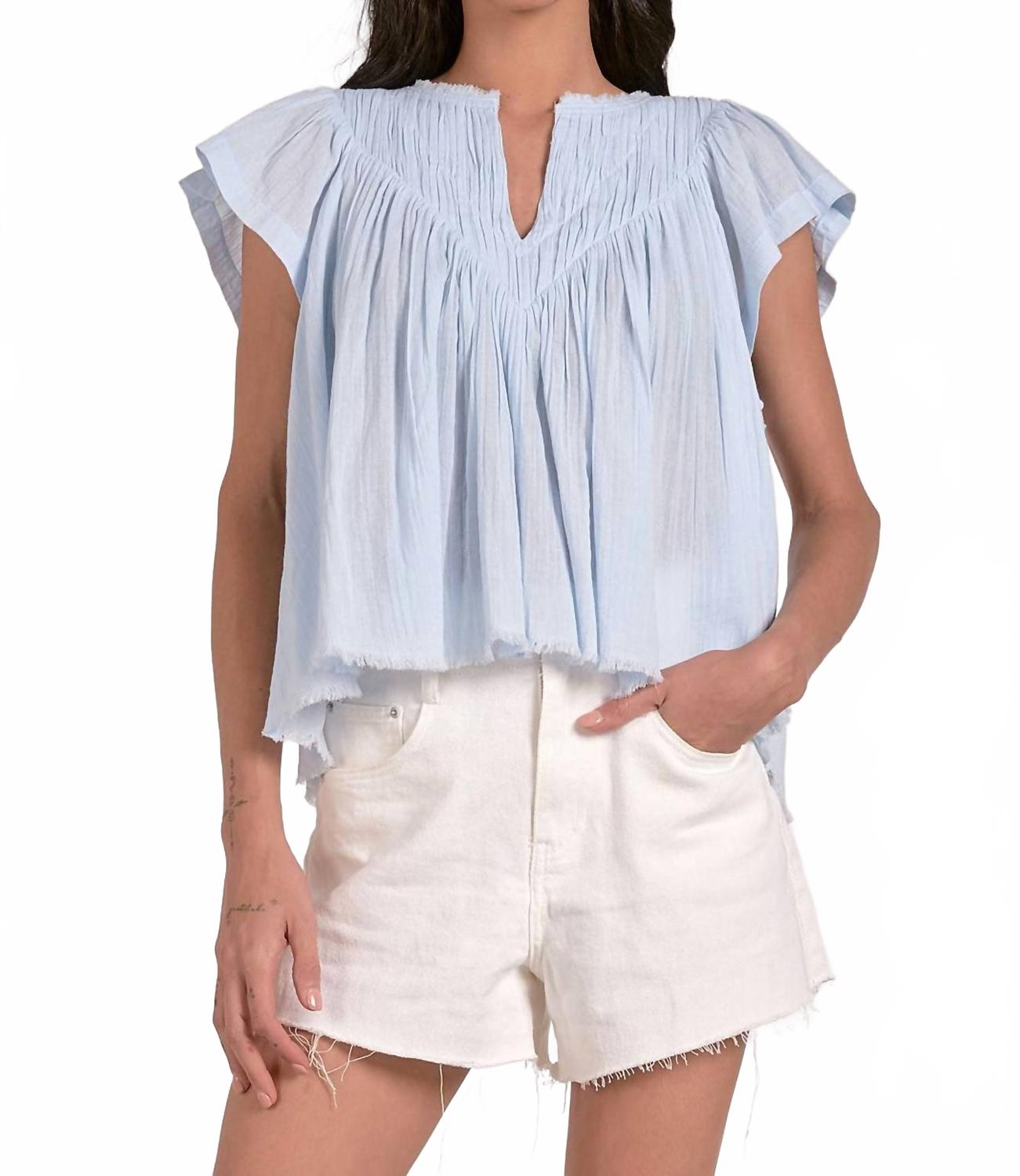 

Топ из газовой ткани с рукавами-крылышками синего цвета Elan, синий