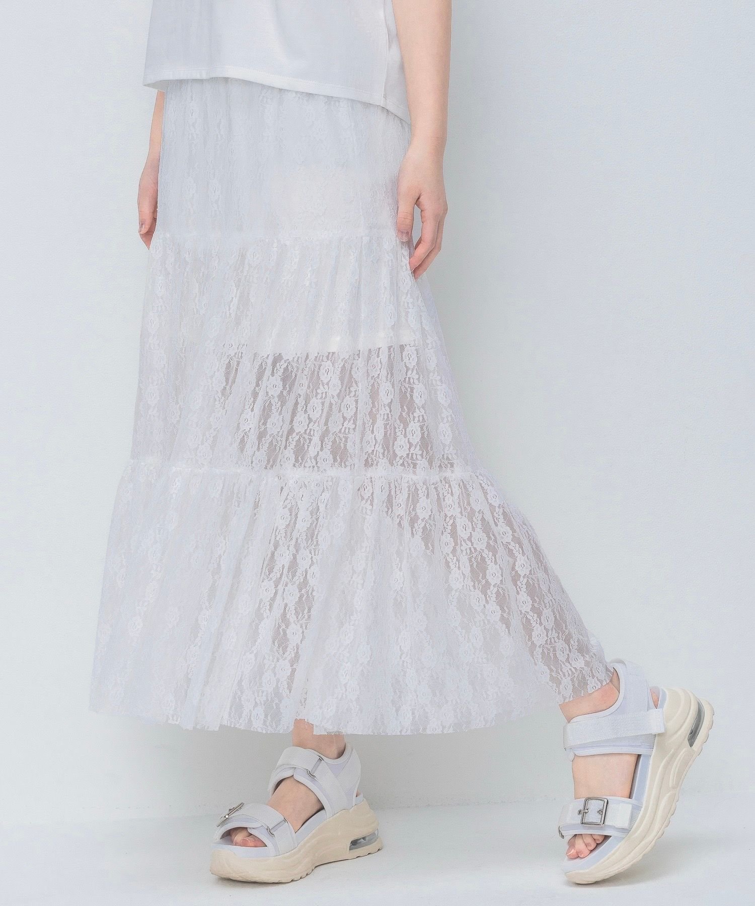 Длинная кружевная юбка Repipi armario, White 05