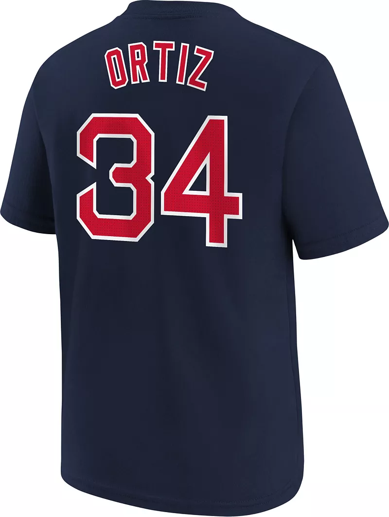 Темно-синяя домашняя футболка Nike Youth Boston Red Sox David Ortiz #34 — фото 3