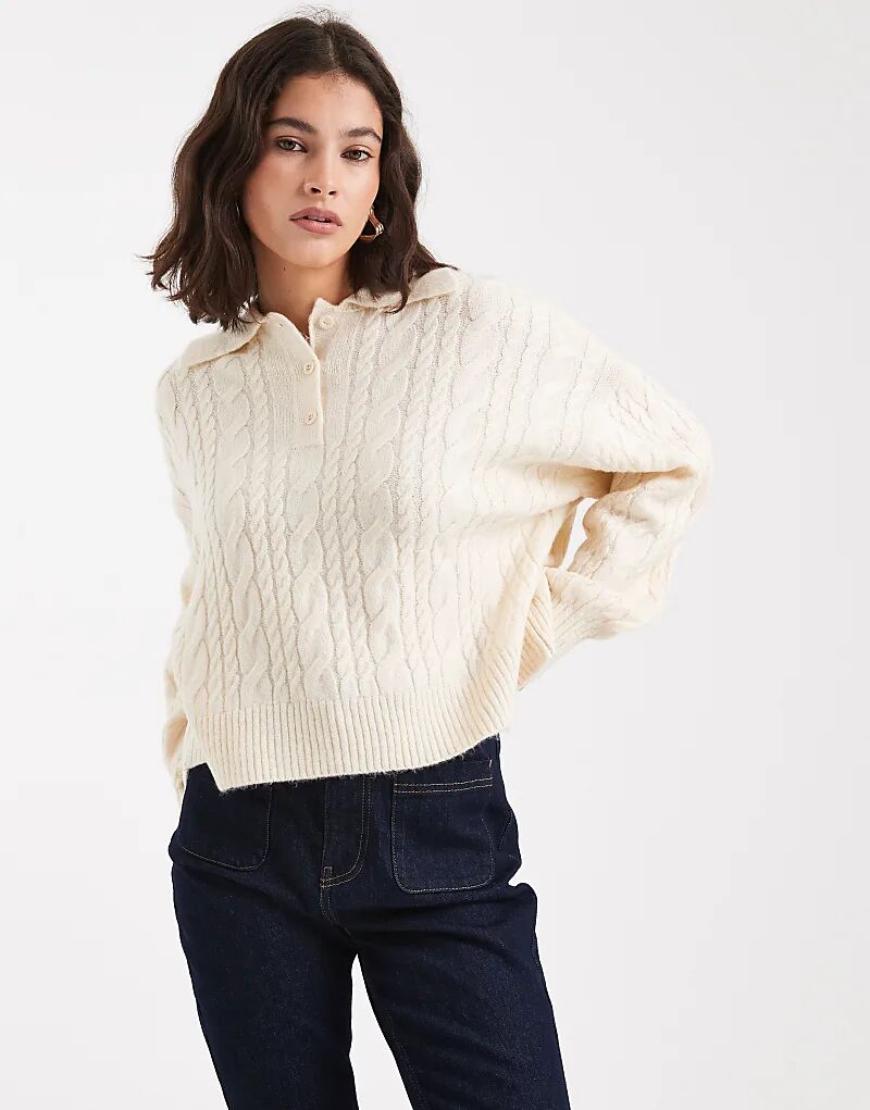 

Трикотажный топ-поло ASOS DESIGN кремового цвета