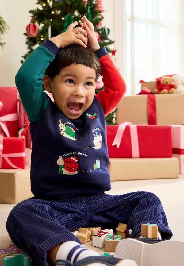 Толстовка стандартного кроя Jojo Maman Bébé, Navy Blue Christmas Snails — фото 2