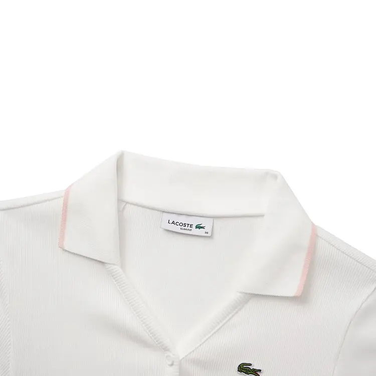 Футболка поло LACOSTE Колор Блокинг, белый/розовый мультиколор — фото 3