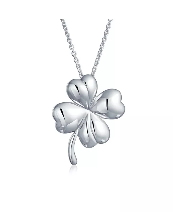 

Ожерелье с подвеской в виде ирландского клевера с четырьмя листами, на удачу, из стерлингового серебра Bling Jewelry, silver