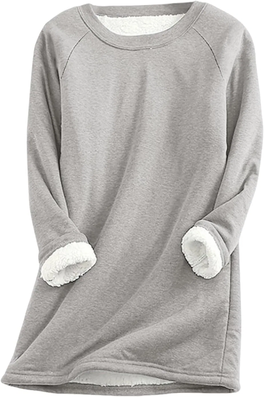 Свитшот на флисе, свободный, женский, Oversize, серый — фото 2