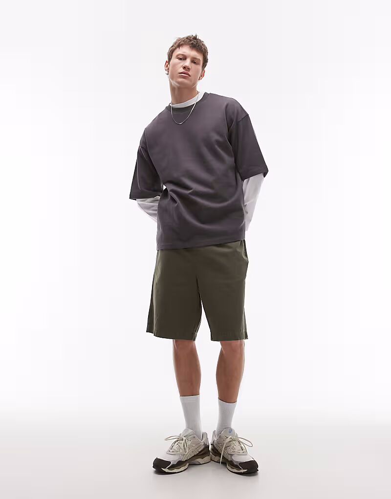 

Шорты-чиносы Topman из стираного хлопка цвета хаки