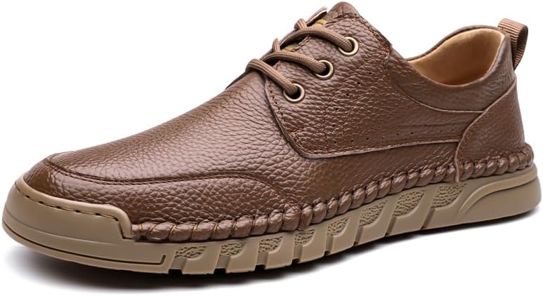 

Бежево-черно-коричневые кожаные удобные мужские туфли из качественной деликатной кожи, плоская подошва, для ходьбы Sfxlucart