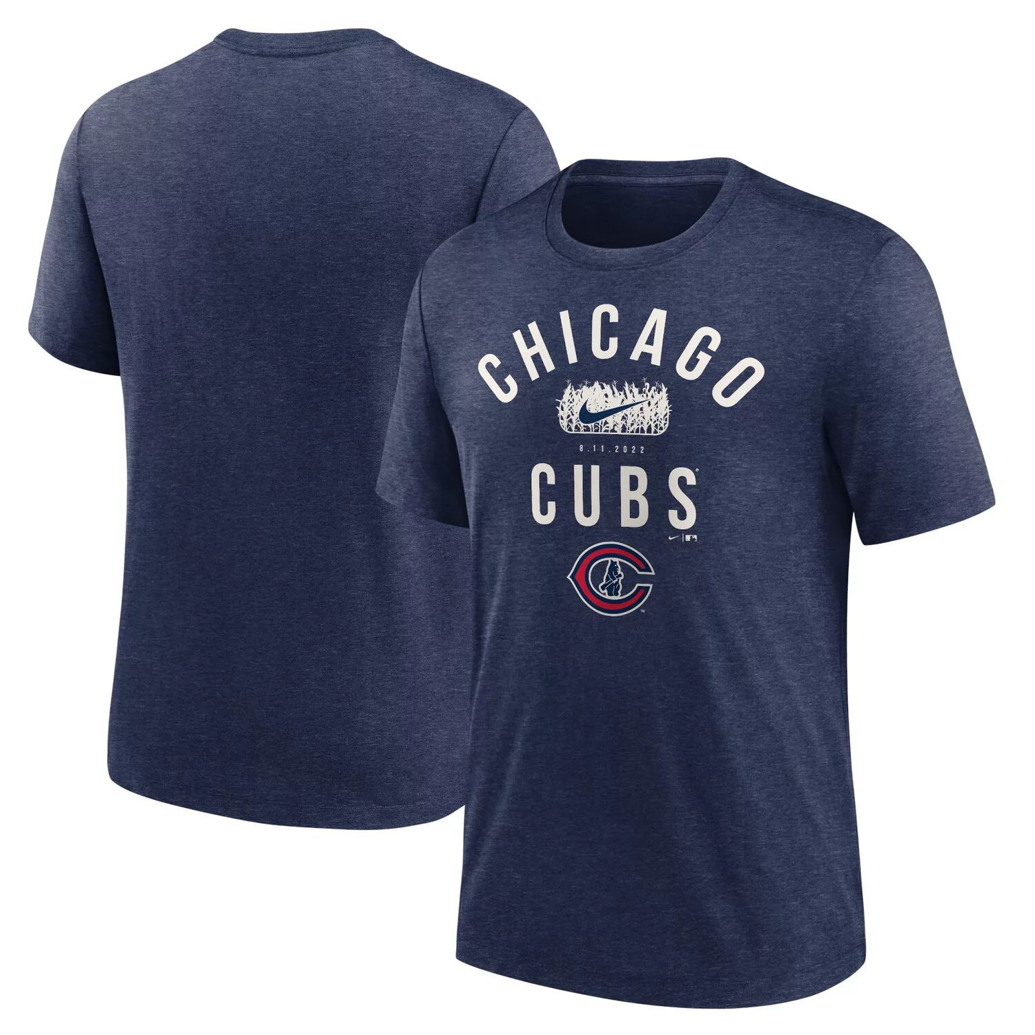 

Мужская футболка Nike Heather Navy Chicago Cubs 2022 Field of Dreams Lockup Tri-Blend