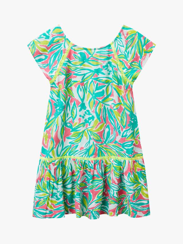 

Детское платье с коротким рукавом и листовым принтом в стиле крой Benetton, Multicolor