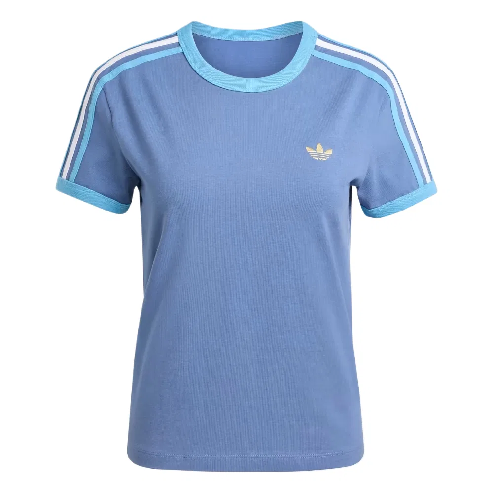 Футболка женская с тремя полосками Adidas Originals голубая