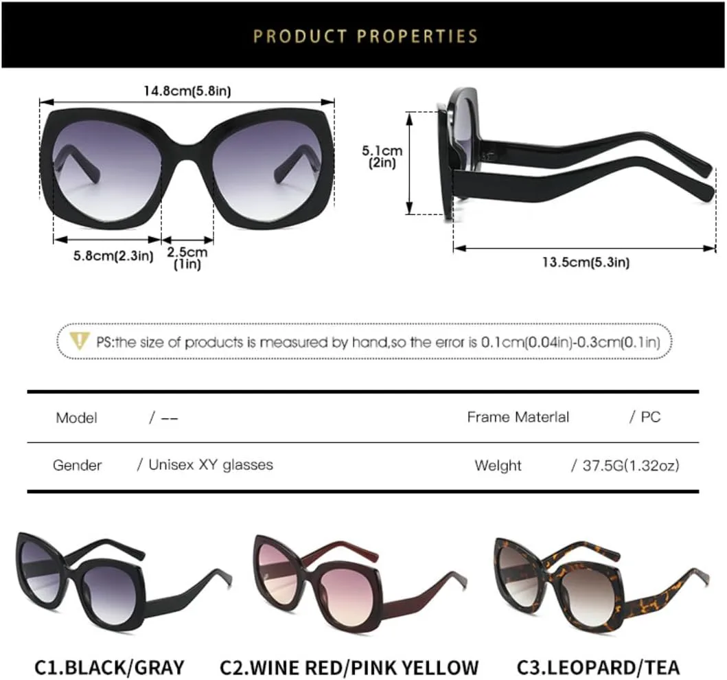 

Квадратные женские модные солнцезащитные очки большого размера в стиле ретро с градиентом, защита от УФ-излучения UV400, мужские в стиле панк TVTBBVV, Wine Red