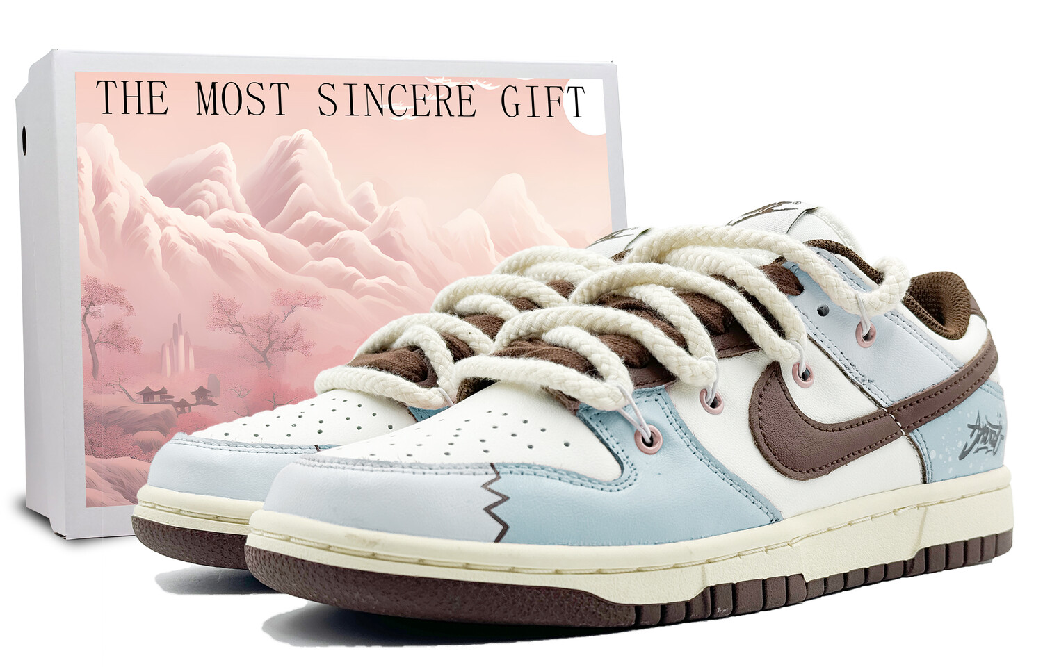 

Кроссовки Nike Dunk Skateboarding Shoes Women's Low-top Blue, розовый