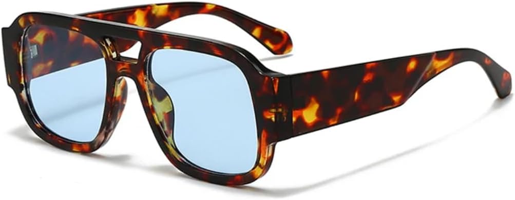 

Модные женские солнцезащитные очки с двойной перемычкой, ретро-стиль, леопардовый принт, мужские солнцезащитные очки с защитой от УФ-излучения UV400 SZVVBKK, Leopard Blue