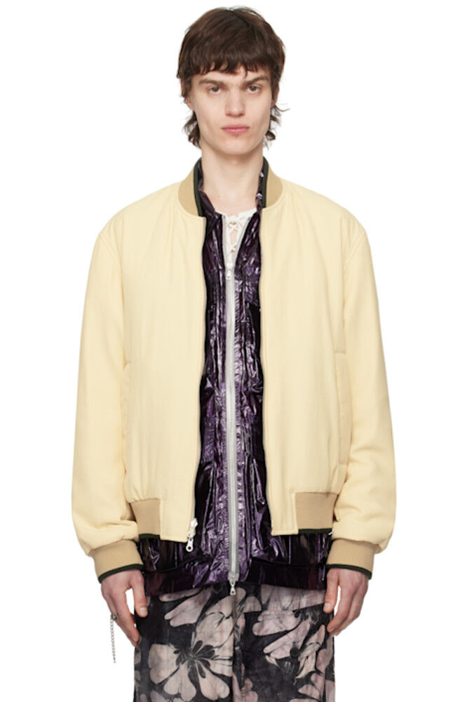 

Двусторонняя куртка-бомбер из желтого габардина Dries Van Noten