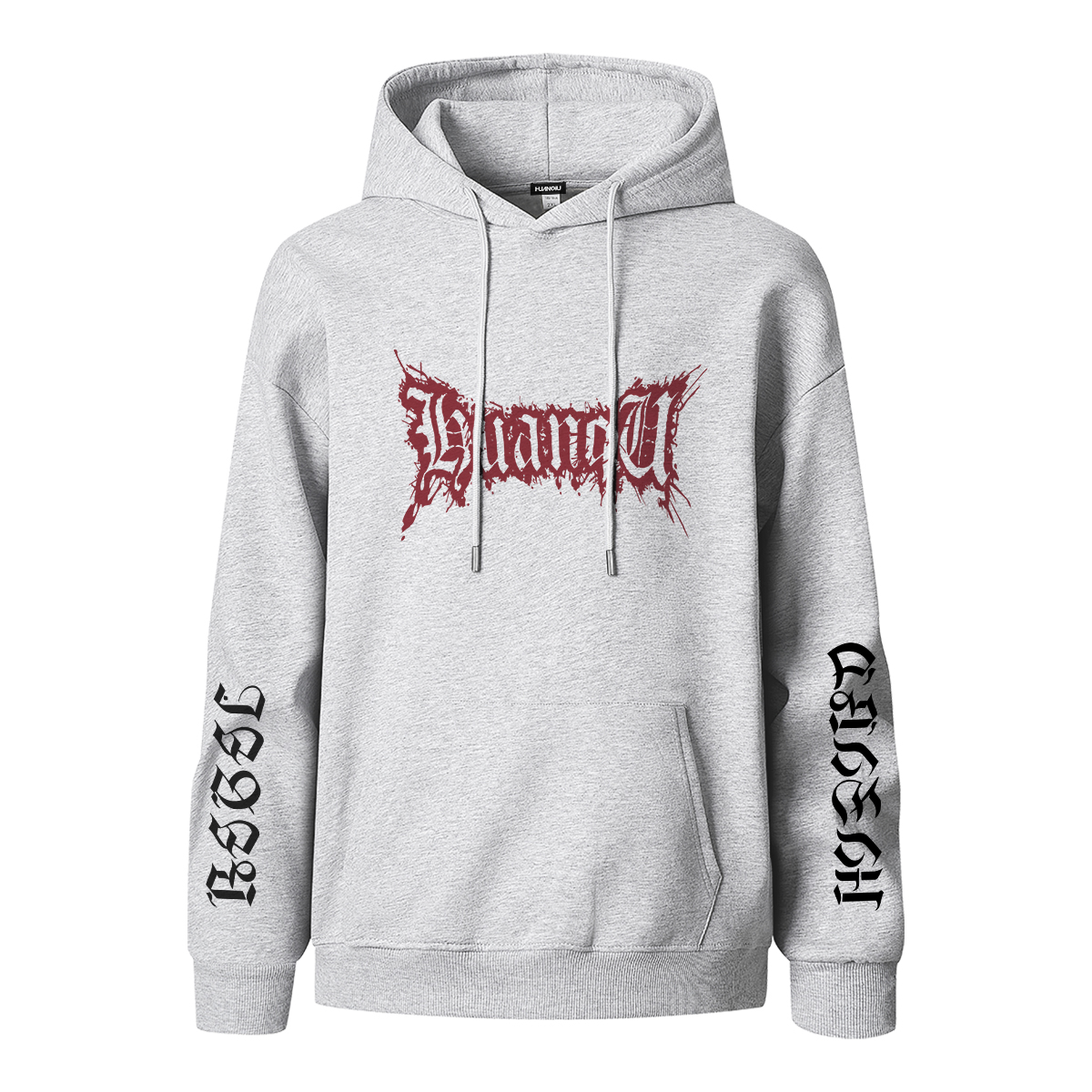

Толстовка Unisex Hooded Moderate Heavyweight HUANQIU, белый heather серый