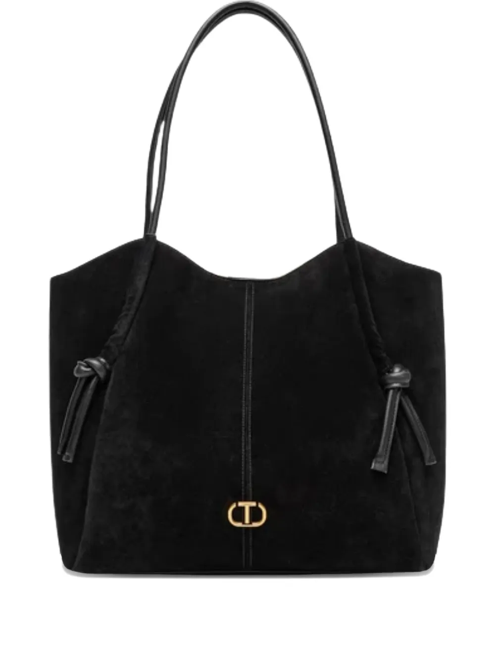 

Сумка-тоут из замши с узлом Twinset, черный