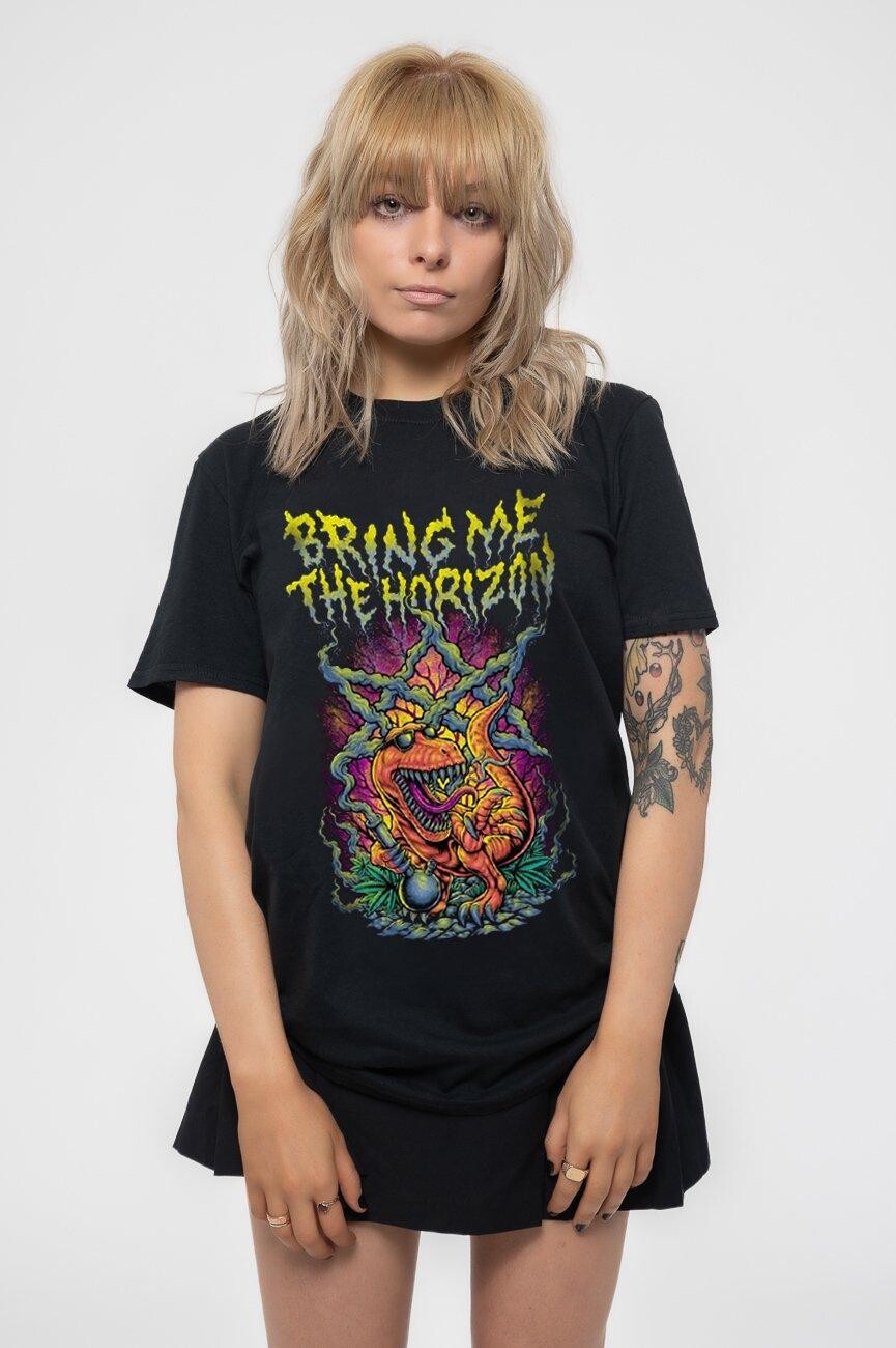 

Футболка с курящим динозавром Bring Me The Horizon, черный