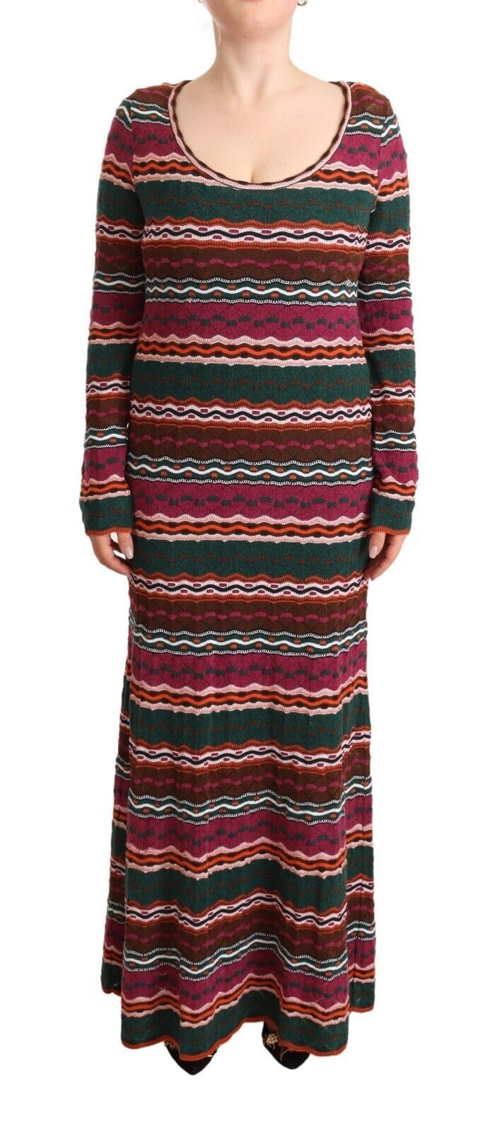 

Платье-футляр с длинными рукавами в разноцветную полоску Missoni