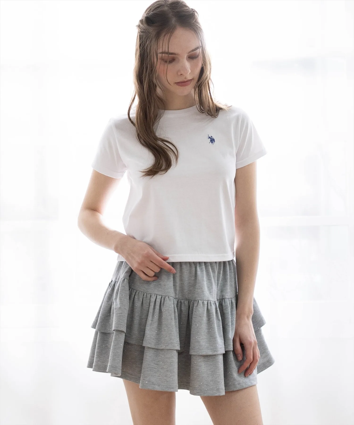 Женская футболка U.S. POLO ASSN. базовая с логотипом белого цвета