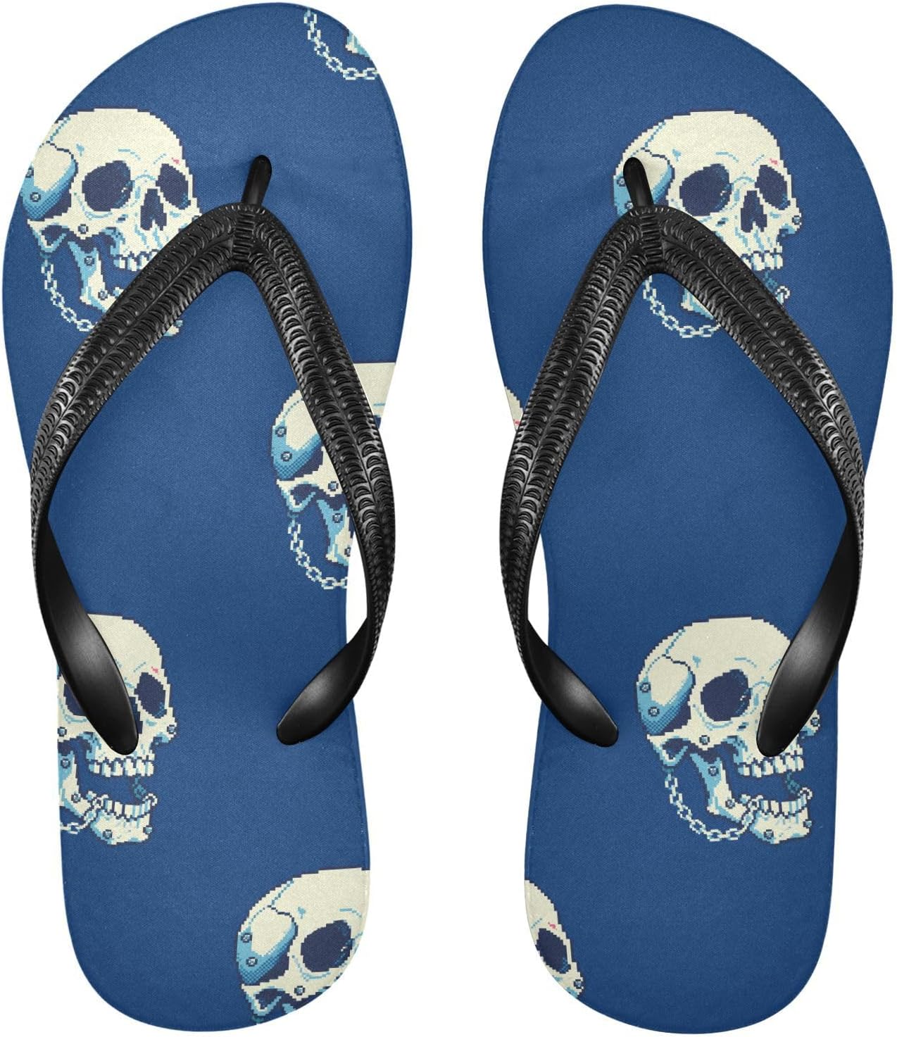 

Пляжные летние повседневные сандалии Skull Blue Flip Flop для женщин и мужчин, шлепанцы для душа 2301744 Kfbe