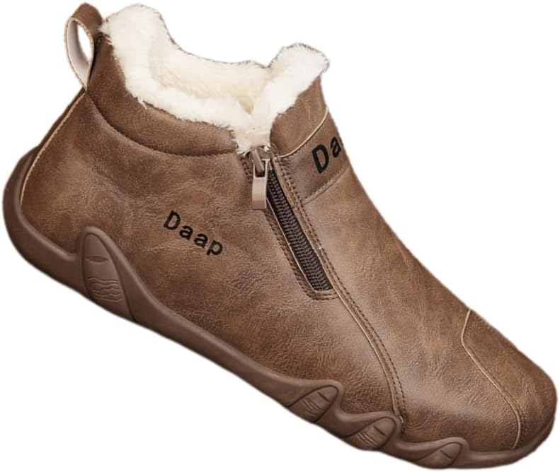 

Мужские зимние ботинки с высоким голенищем и боковой молнией, с толстой подкладкой, обеспечивающей тепло и комфорт. Противоскользящие и износостойкие. хлопковые туфли Fmshi, коричневый