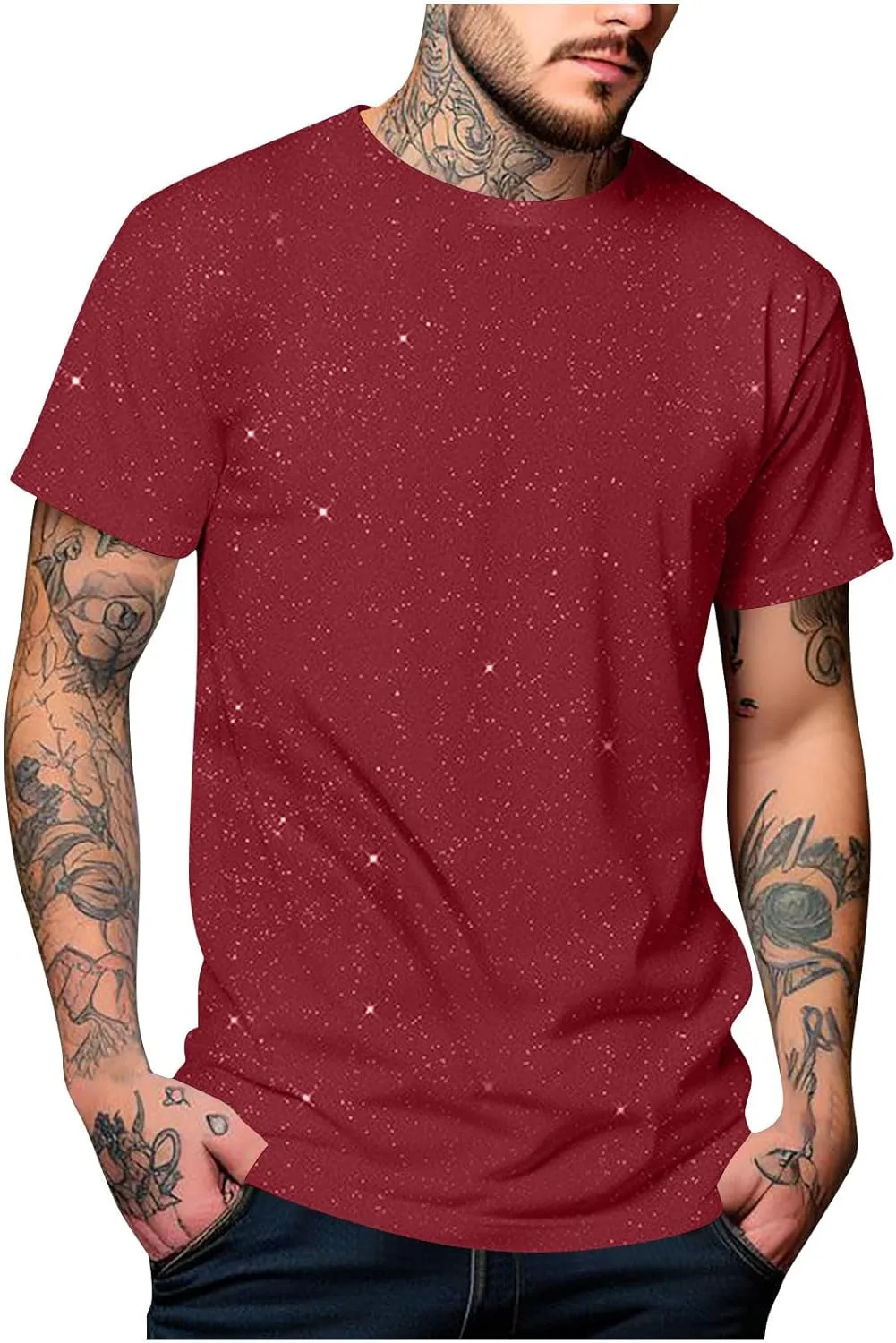 

Мужская футболка с коротким рукавом Loose Fit Oversized Boat Neck Sequin Sparkle