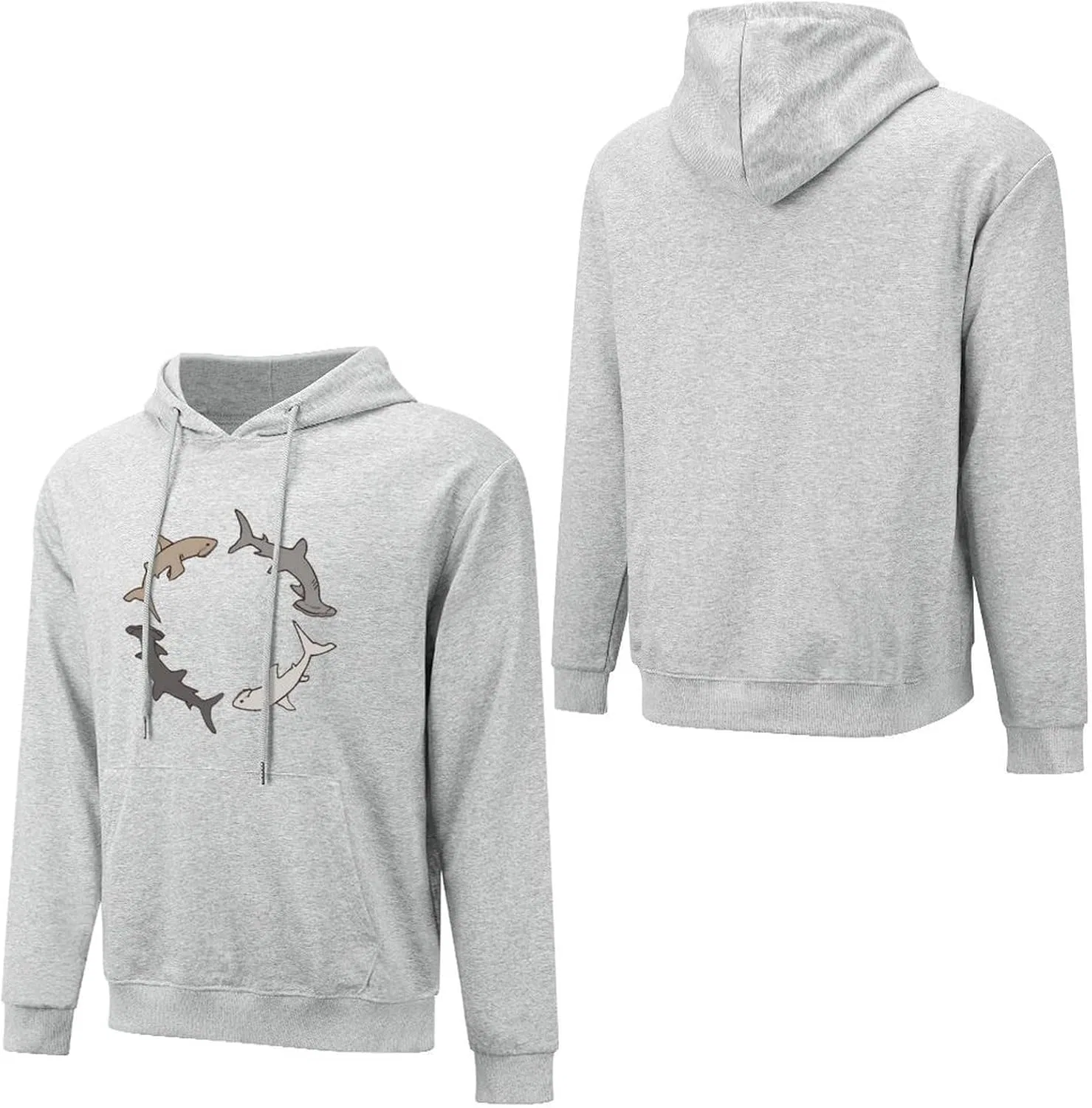 Мужские хлопковые толстовки с капюшоном и карманом Hammerhead Shark Chase Fashion Hoodies — фото 4