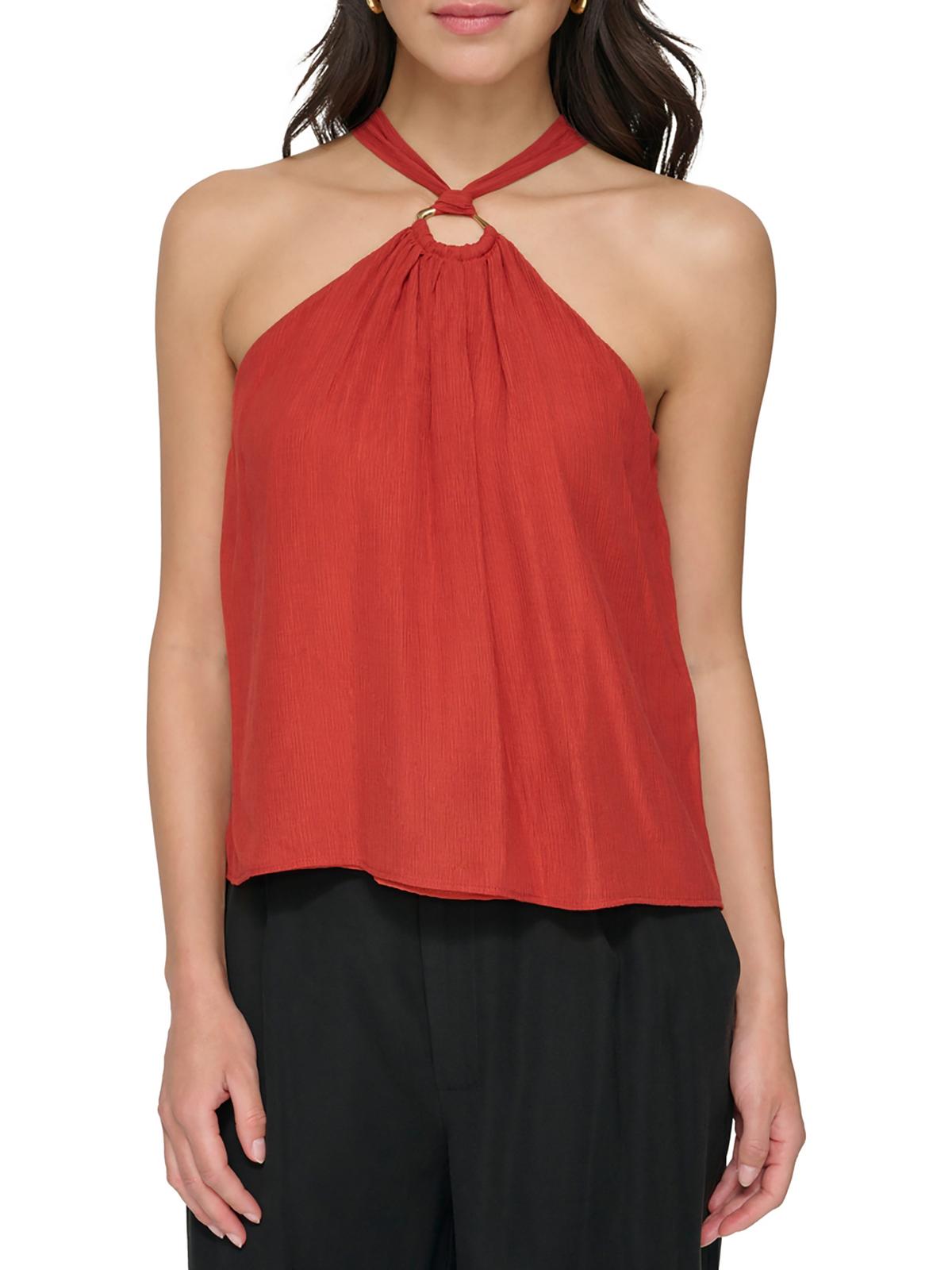 

Женский топ-топ с халтером Crinkle DKNY, цвет red ochre