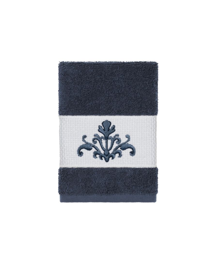 Салфетка для умывания из турецкого хлопка алого цвета с вышивкой. Linum Home, Navy — фото 2
