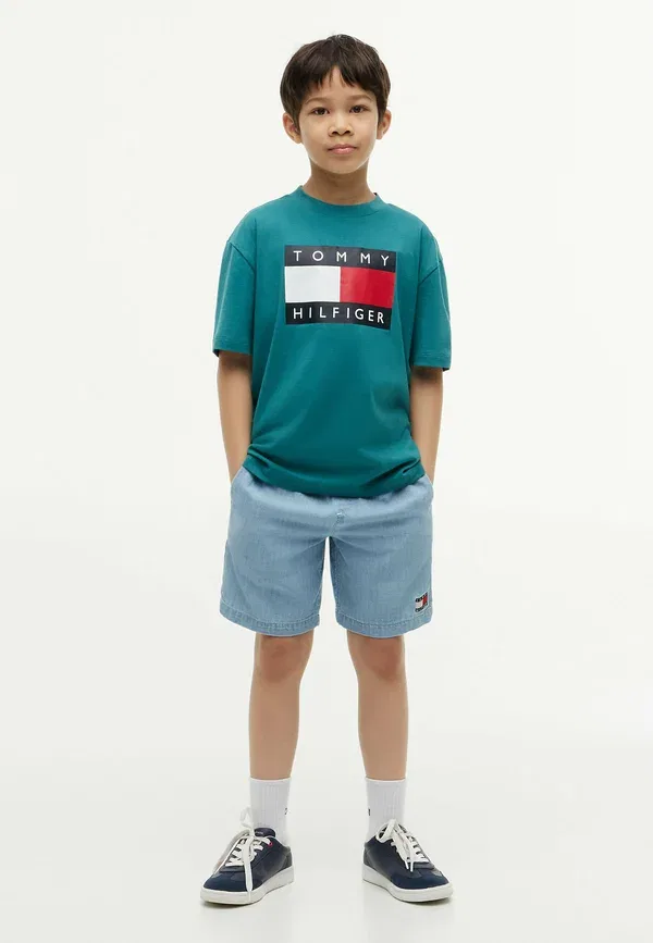 Футболка с принтом Tommy Hilfiger Heritage printed flag, платиновый бирюзовый