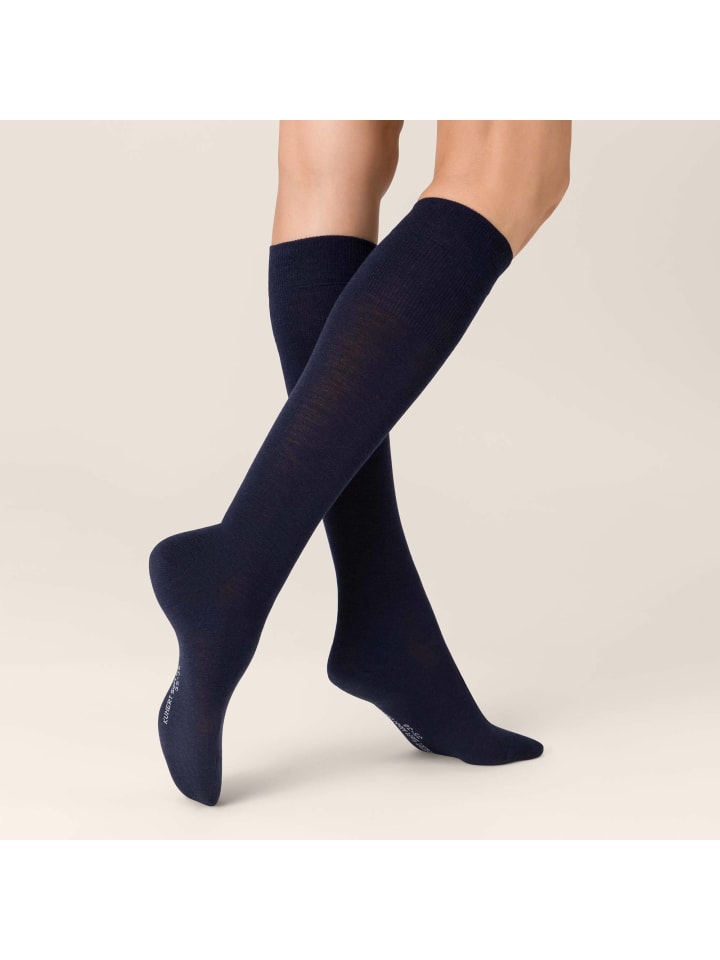 

Kunert Высокие носки до колена, из мягкой шерсти и хлопка, темно-синего цвета