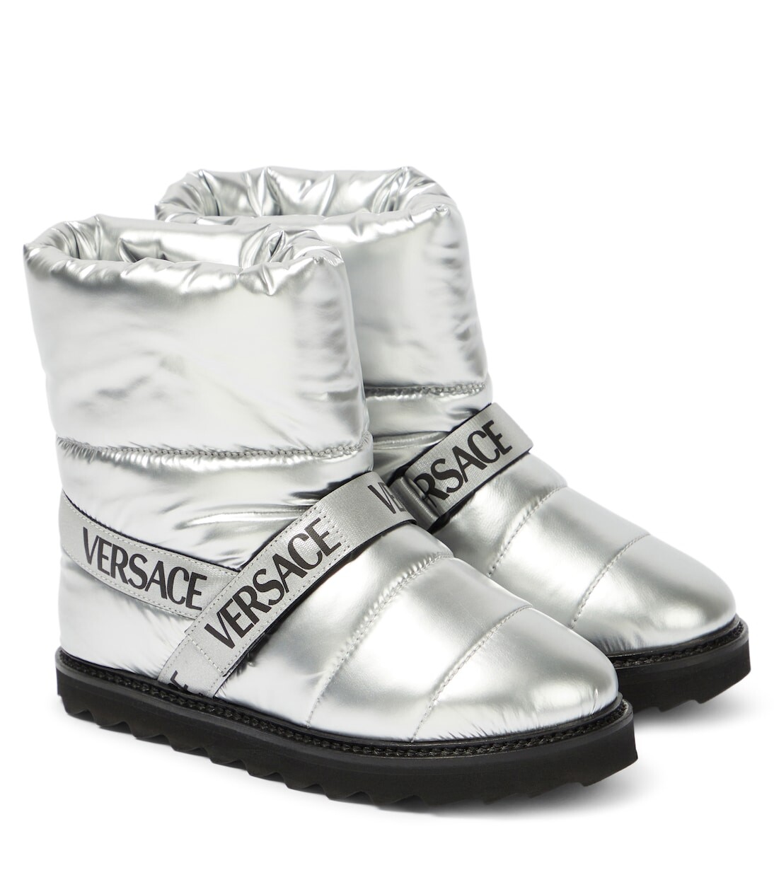 

Зимние ботинки с логотипом Versace Kids, серебро
