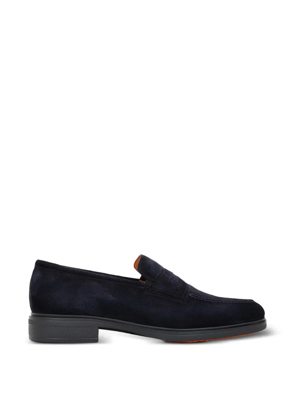 Лоферы на массивном каблуке из замши Santoni, синий