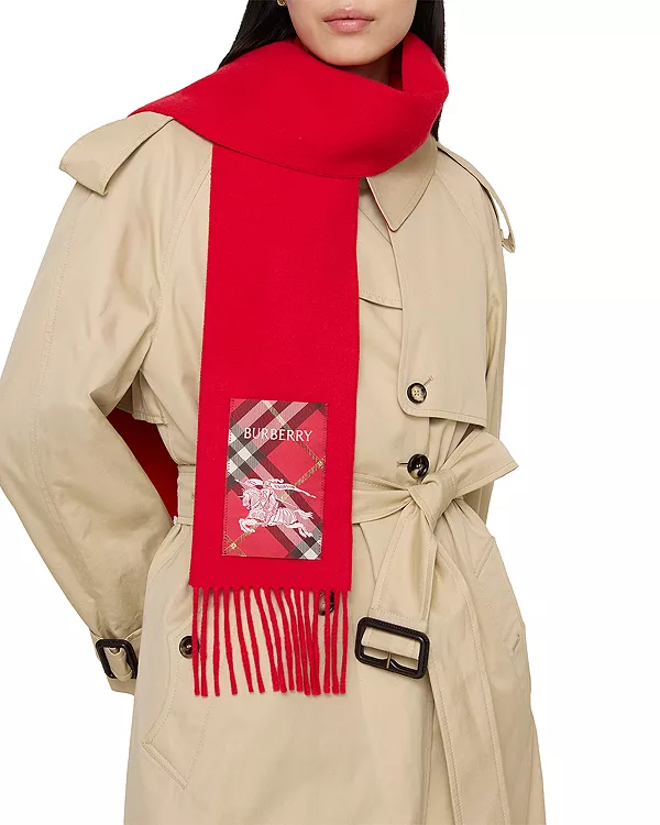 Проверьте этикетку на кашемировом шарфе Burberry, красный — фото 4