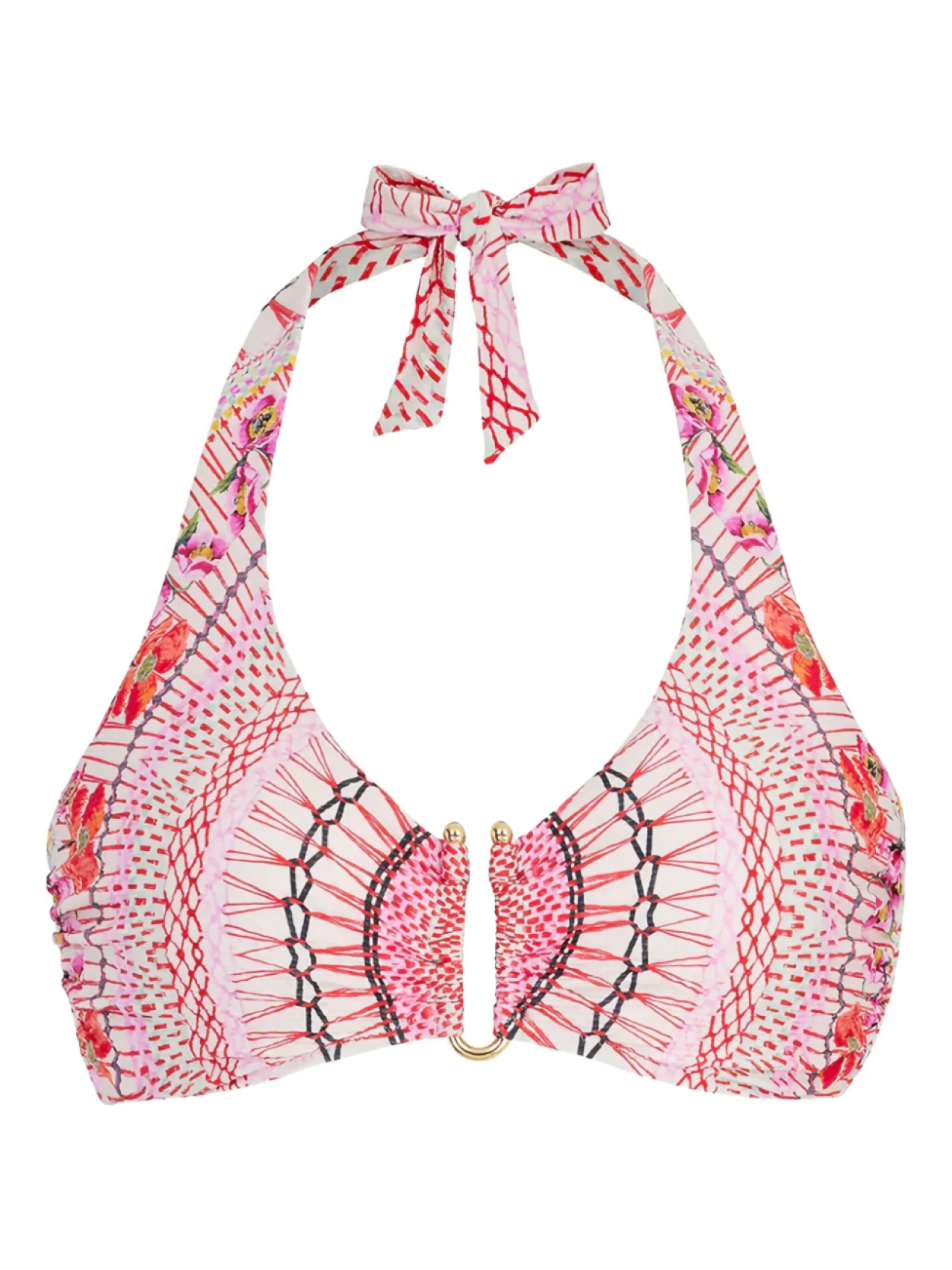 

Temperley London топ бикини Pomegranate с вырезом халтер и принтом, розовый
