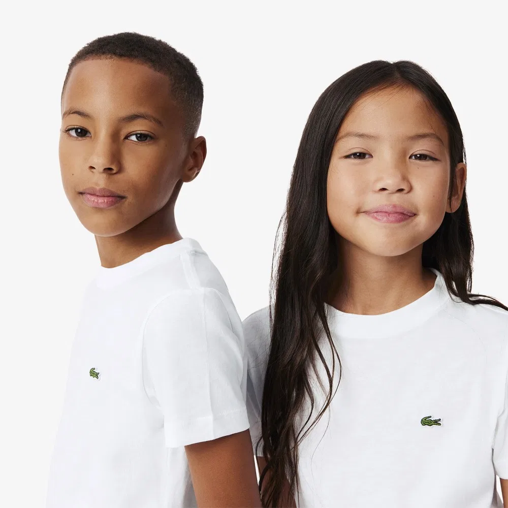Детская базовая футболка с коротким рукавом белая от Lacoste — фото 2