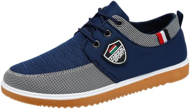 

Мужские повседневные плоские кеды большого размера для работы и ежедневного использования с прочной резиновой подошвой Fusecottc, синий