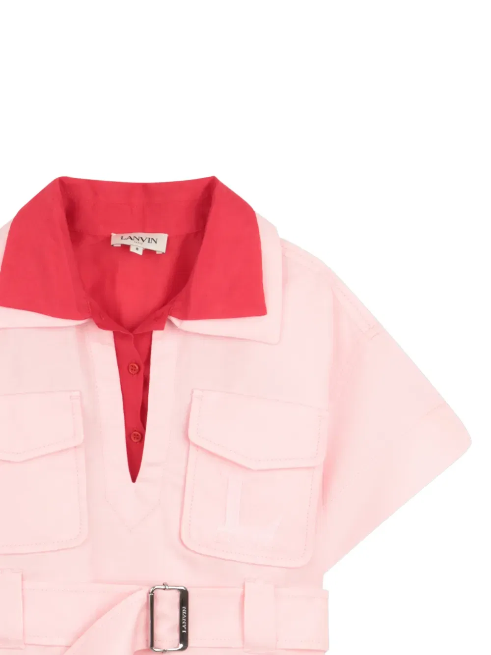 Платье с поясом и карманами Lanvin Enfant, розовый — фото 3