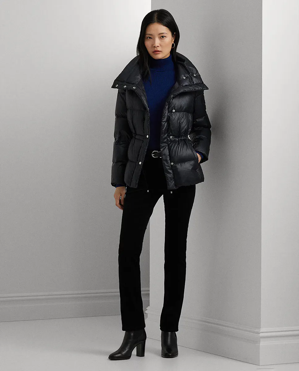 

Короткий женский пуховик с высоким воротником Lauren Ralph Lauren, черный