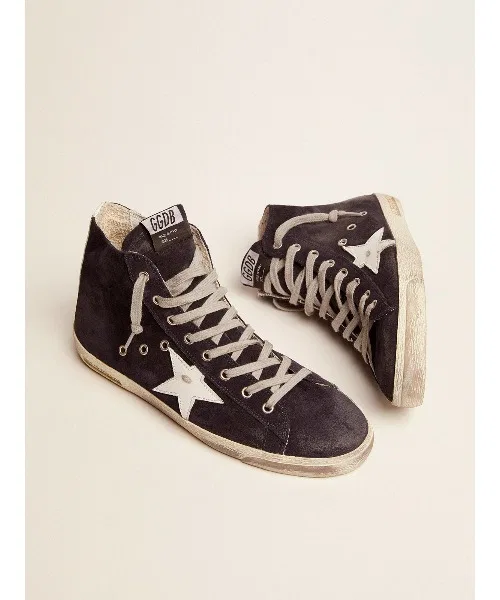 Кроссовки GOLDEN GOOSE Francy, темно-синие замшевые, белая кожа, звезда — фото 3