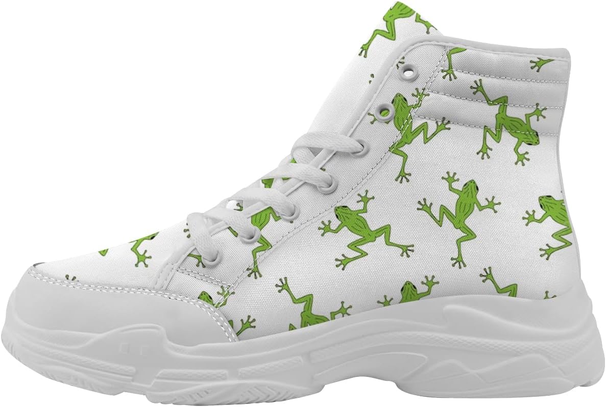 

Женские высокие кеды Quorax Frog со шнуровкой, обувь из канвы, подарок для нее и для него, зеленый